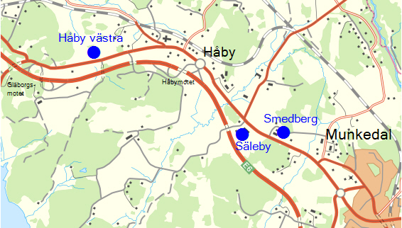 Illustrerad karta över Håby och Munkedal.