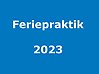 Mot blå bakgrund står det i vit text Feriepraktik 2023.