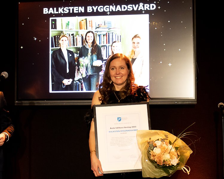 Näringslivspriser 2023 kvinnlig pristagare för kategorin Årets hållbara företag Kristin Balksten.