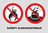 Skärpt eldningsförbud med symboler