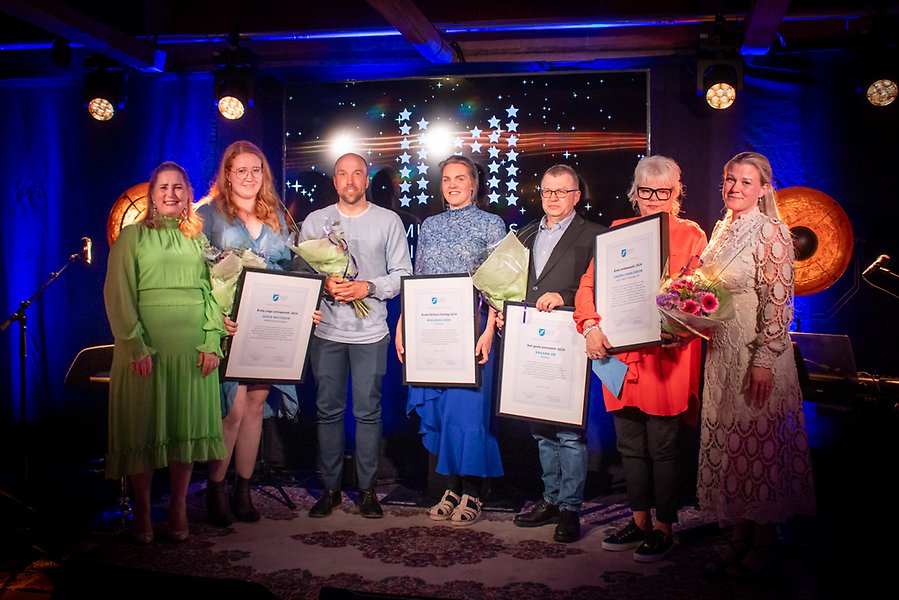Bilden visar alla pristagarna vid Munkedals Näringslivsgala 2024.