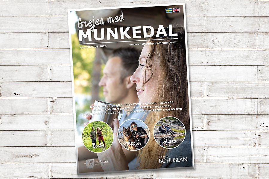 Framsidan på en tidning med texten Grejen med Munkedal.