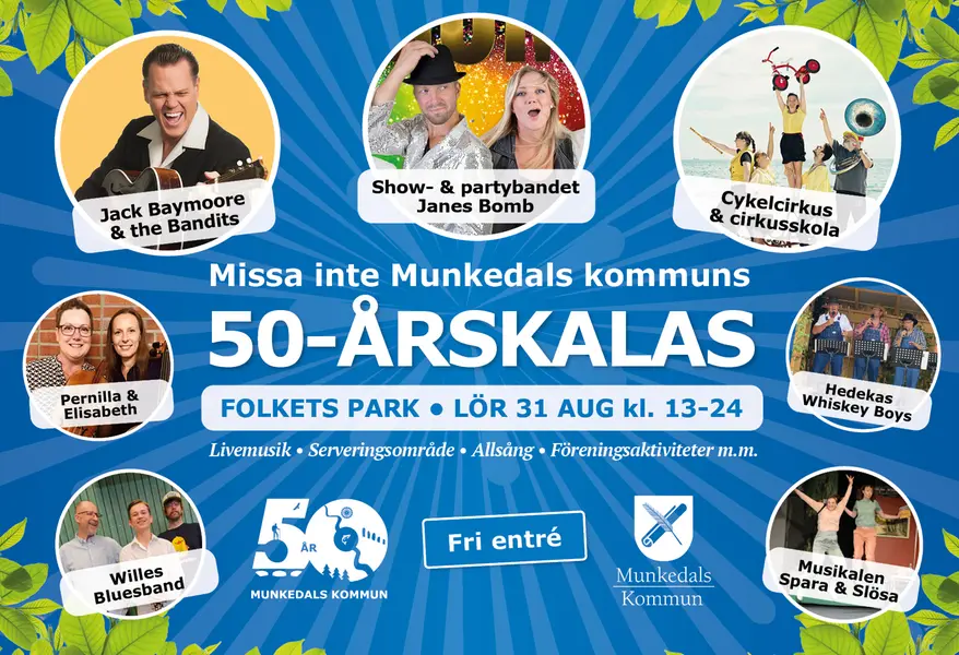Collage med olika artister som medverkar på kalaset