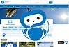 En illustrerad robot i blått och vitt som ser glad ut. I bakgrunden Munkedal kommuns hemsida. 